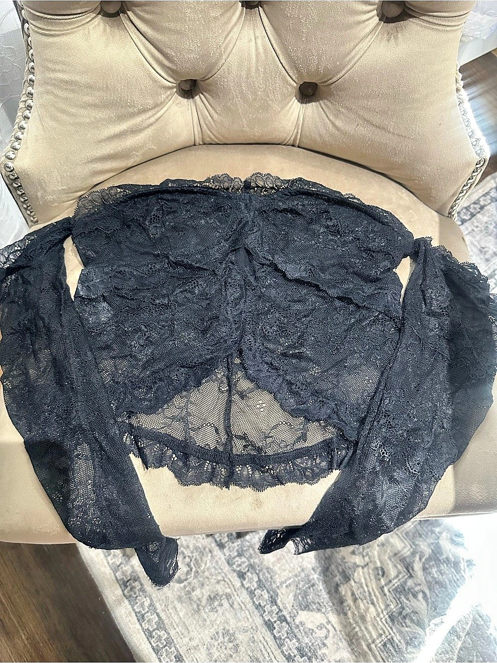 GUESS Black Lace cropped top